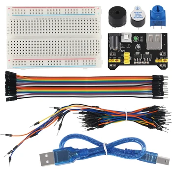 Electronics Component Fun Kit Power Supply Module Jumper Wire 830 Pin Breadboard Precision Potentiometer Resistor for Arduino 4