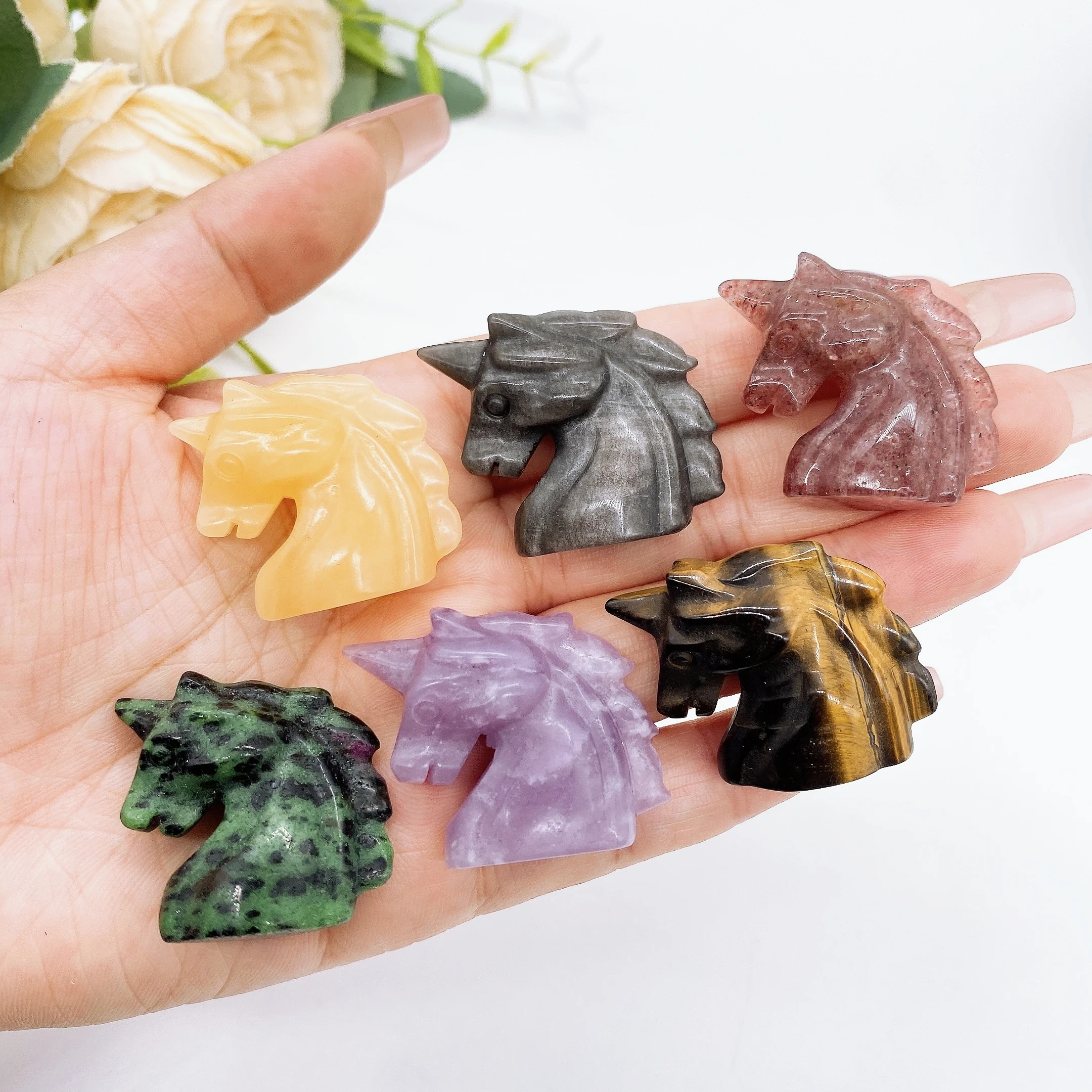 Статуэтка единорога из натурального кристалла резная фигурка животного