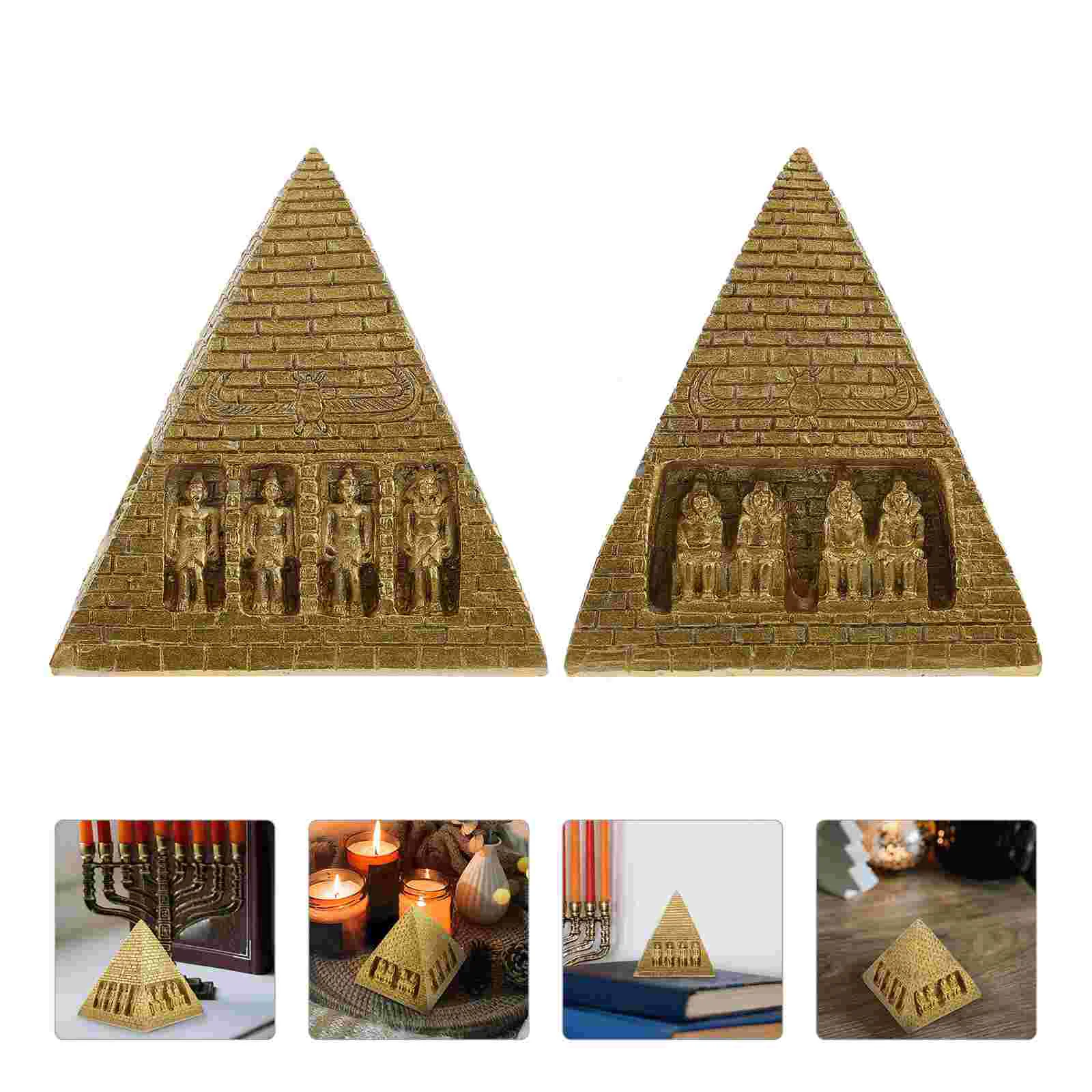 

2Pcs Craft Pyramid Model Decor Architecture Model Ornament Collectible Adornments