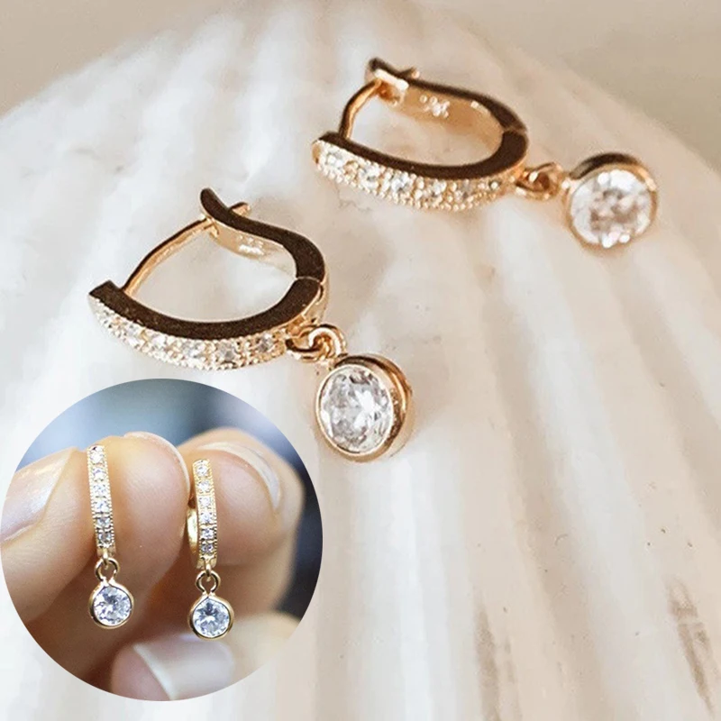 

Drop Earrings Yellow Gold Engagement Fashion Cubic Zirconia Women Plated Gold