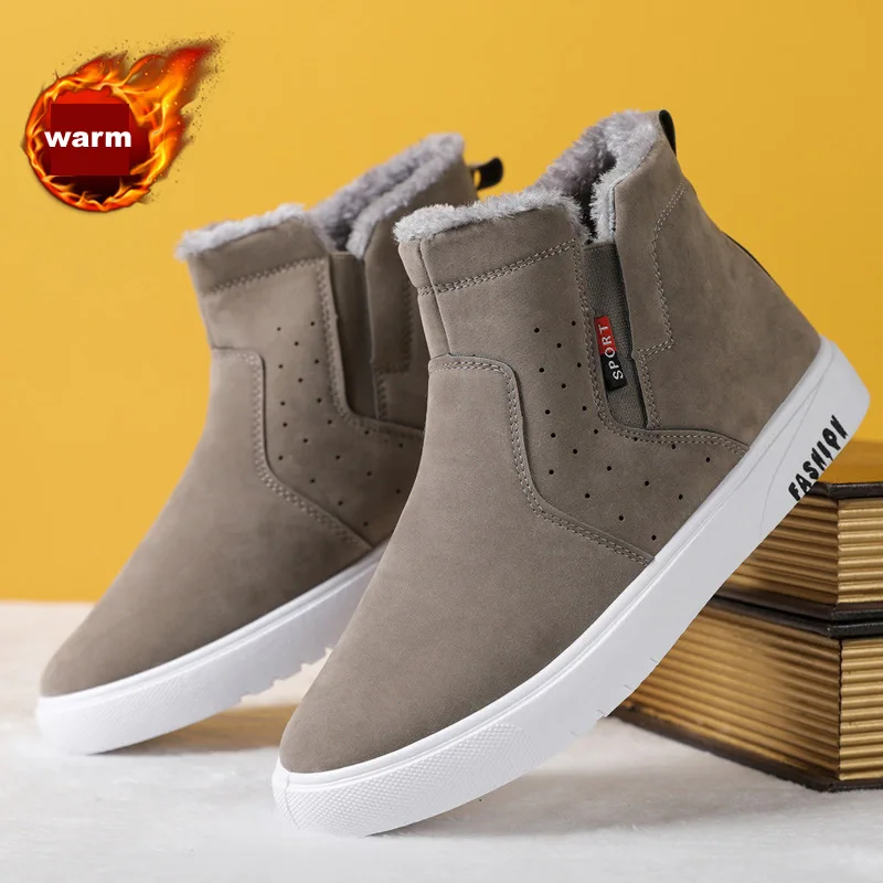 

Winter Men Plush Snow Boots Plus Velvet Warm Outdoor Waterproof Boots Men Fashion Non-slip Casual Shoes Sneaker