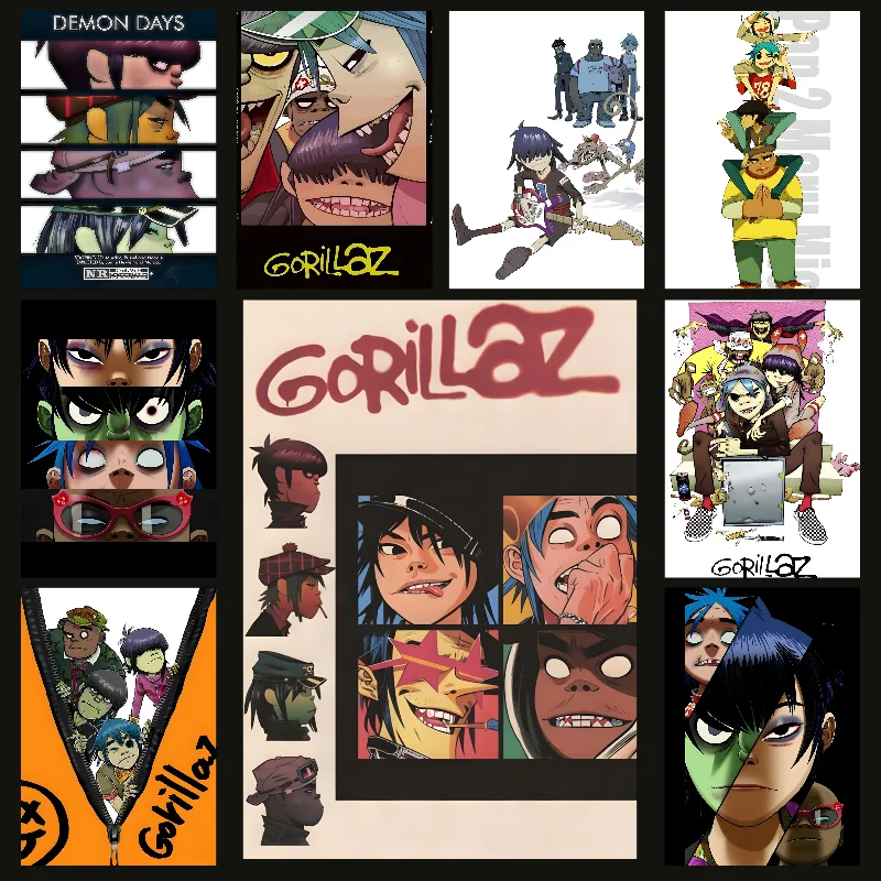 Music Gorillaz Poster Self-adhesive Art Waterproof Paper Sticker Coffee House Bar Room Wall Decor