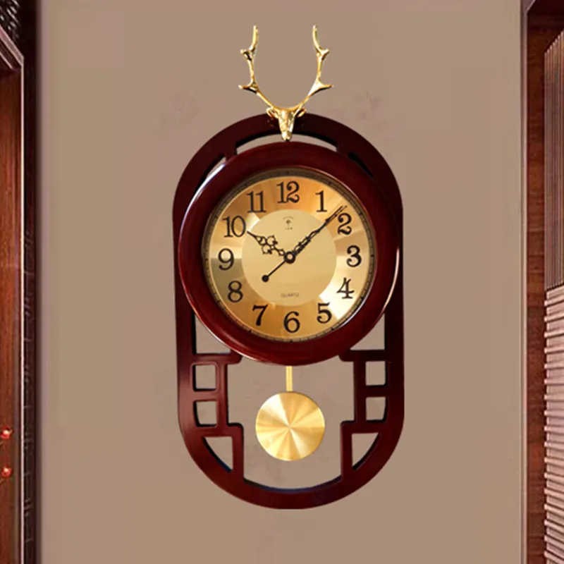 

New Chinese Calendar Wall Clock Quiet Living Room Creative Chinese Wind Belt Calendar Home Decoration Wall Watch