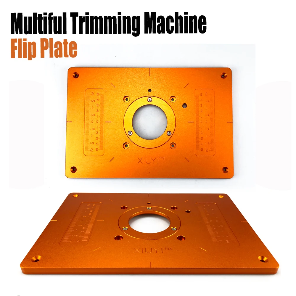 Multiful Trimming Machine Flip Plate Aluminum Router Table Insert Plate with Bushing Cover for Electric Wood Milling Guide Table enlarge