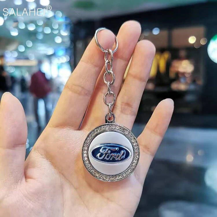 

Car Emblem Logo Keychain With Diamond Key Ring Pendant Gift For Ford Fiesta Focus Mustang Ranger Mondeo Kugo Ecosport Accessorie