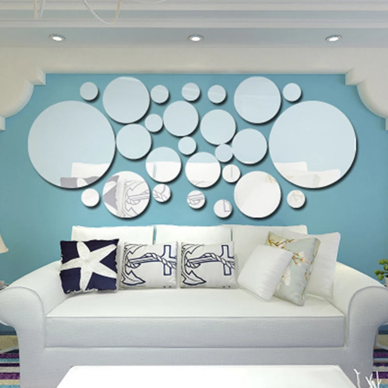 

Creative 3D Acrylic Wall Stickers Mirror Decoration Bedroom Living Room TV Background Wall Round Romantic Decorative Stickers