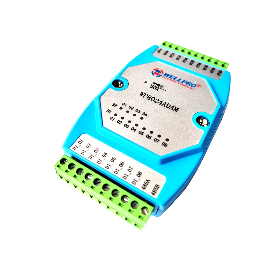 Модуль цифрового ввода-вывода 35 мм, 8 каналов, изолированный, 8DI 4RY RS485 MODBUS RTU WP8024ADAM (art.: 3920d95202083) - 3920d95202083
