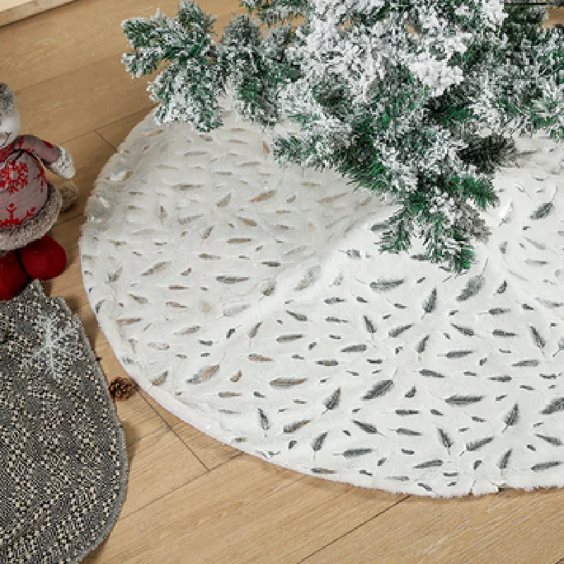 

90 см юбка для рождественской елки ковер из искусственного меха Снежинка Белый плюшевый коврик для дома Рождественская елка Новогоднее украшение
