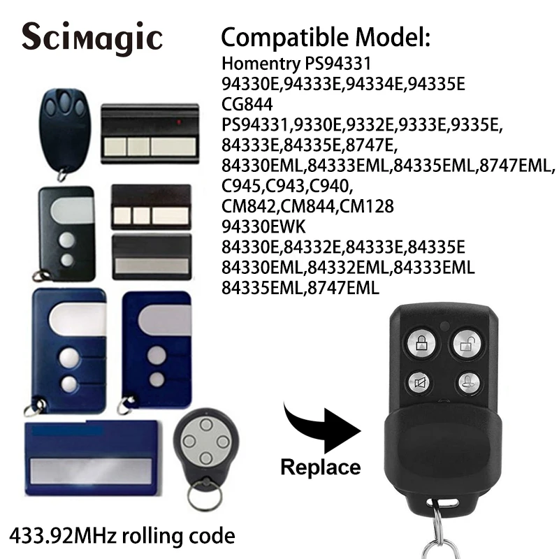 

2022 Newest 94335E Garage Door Remote Control LIFTMASTER Model Homentry PS94331 94330E 94333E 94334E CG844 Transmitter 433MHz
