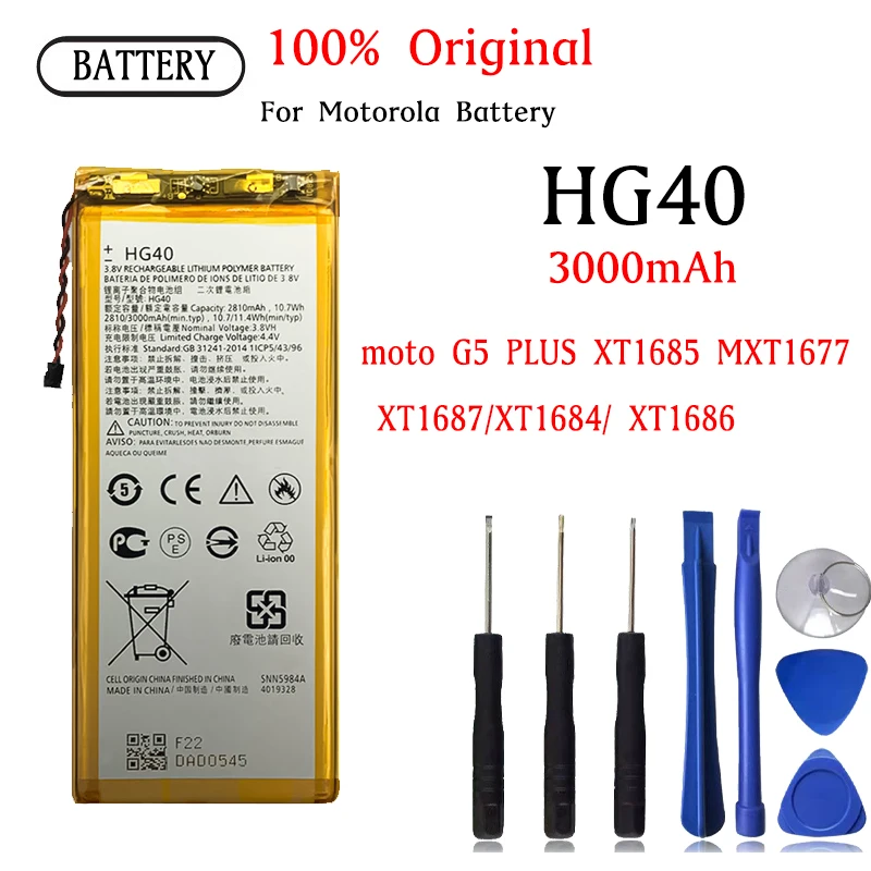 HG40 Battery for Motorola Moto G5 PLUS G5+ G5P XT1685 MXT1677 XT1687/XT1684/ XT1686 Original Capacity Mobile Phone Batteries
