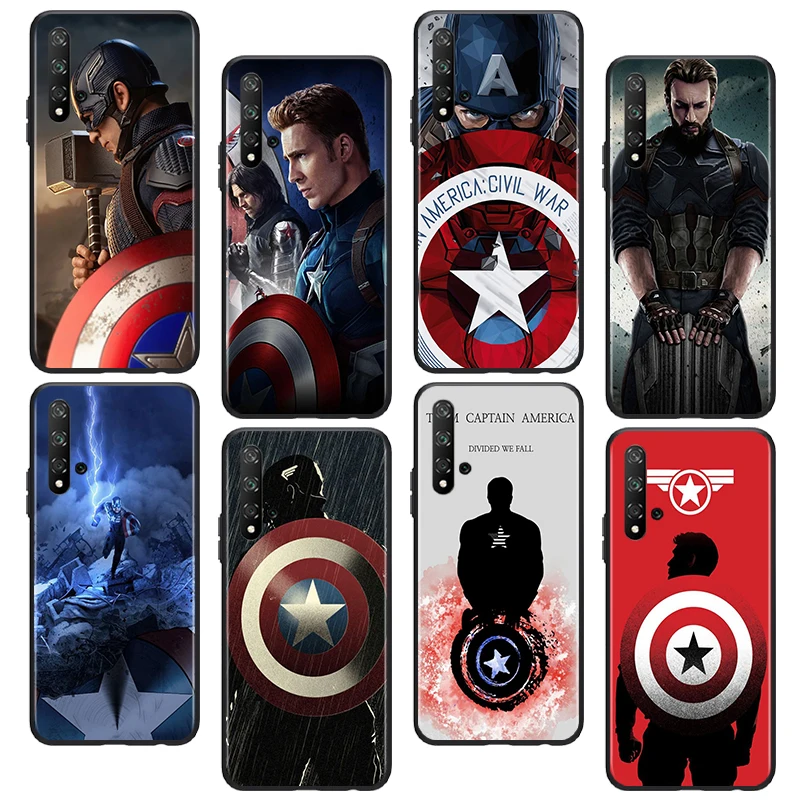 

Marvel Captain America Phone Case For Huawei Honor 7A 7C 7S 8 8A Prime 8C 8X MAX 9 9A 9C 9X Lite 9S Pro Black Funda Cover Soft