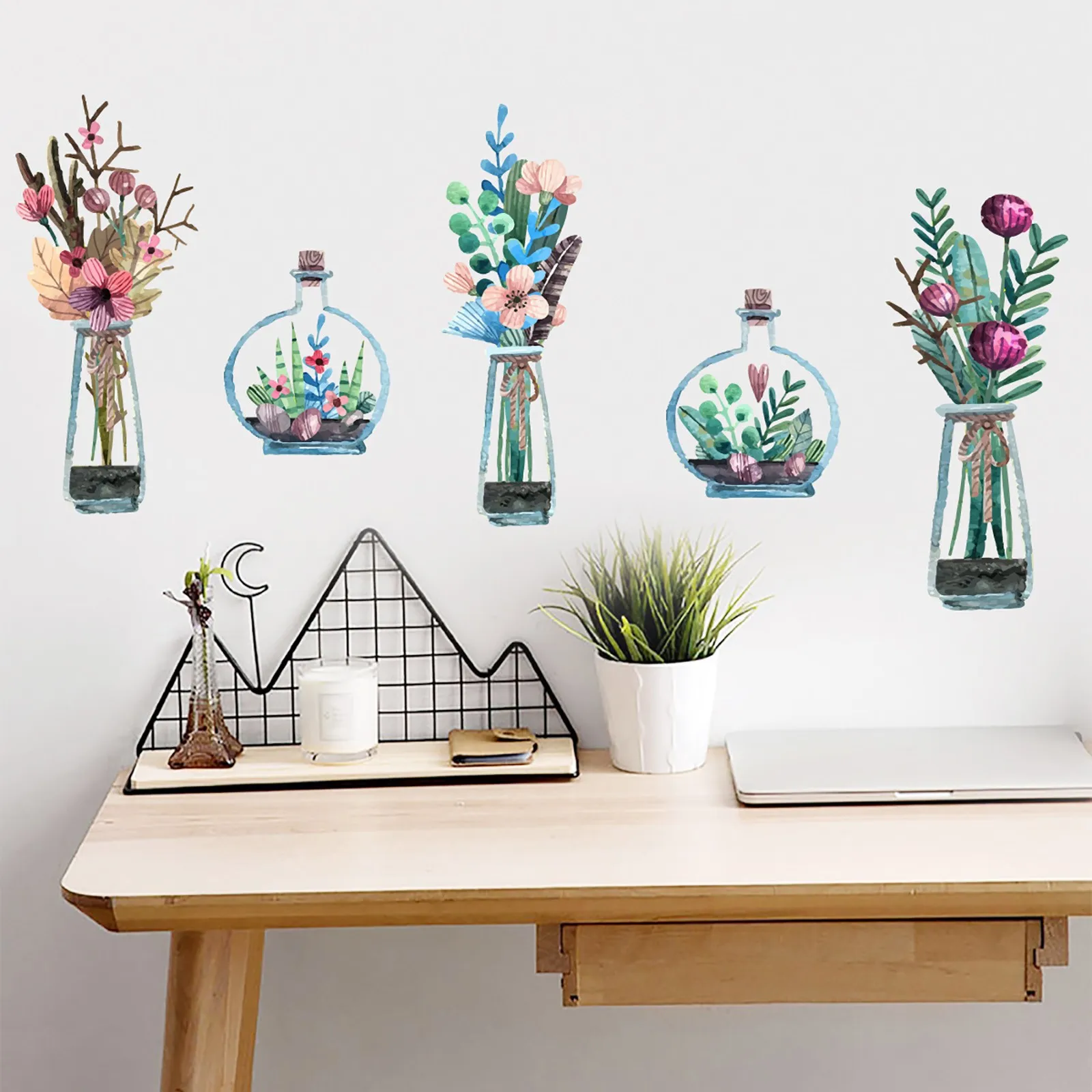 

Sticky Wall Decor Sticky Tiles for Walls Sticky Tiles for Bathroom Wall Potted Plants Wall Sticker Removable Mural Vinyl Decal