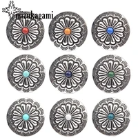 3pcslot 30mm retro zinc alloy round daisy flowers decorative concho buttons charms pendants diy hair jewelry accessories