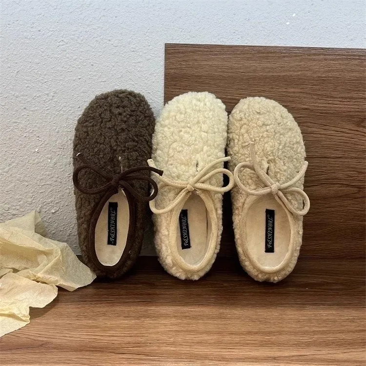 Женские и стильные меховые туфли в стиле ретро осень зима плоская подошва лесной