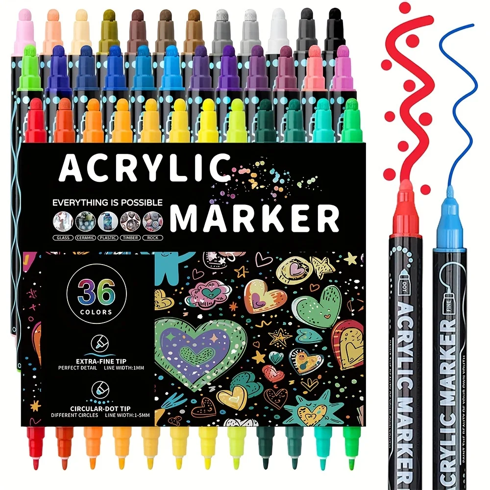 

Акриловые маркеры двойные наконечники 12/24/36/48 цветов