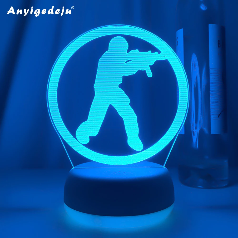 

Classical PC Game CS GO Sniper Player 3D Illusion Night Lamp Gaming Room Desktop Setup Backlight LED Sensor Touch Remote Control