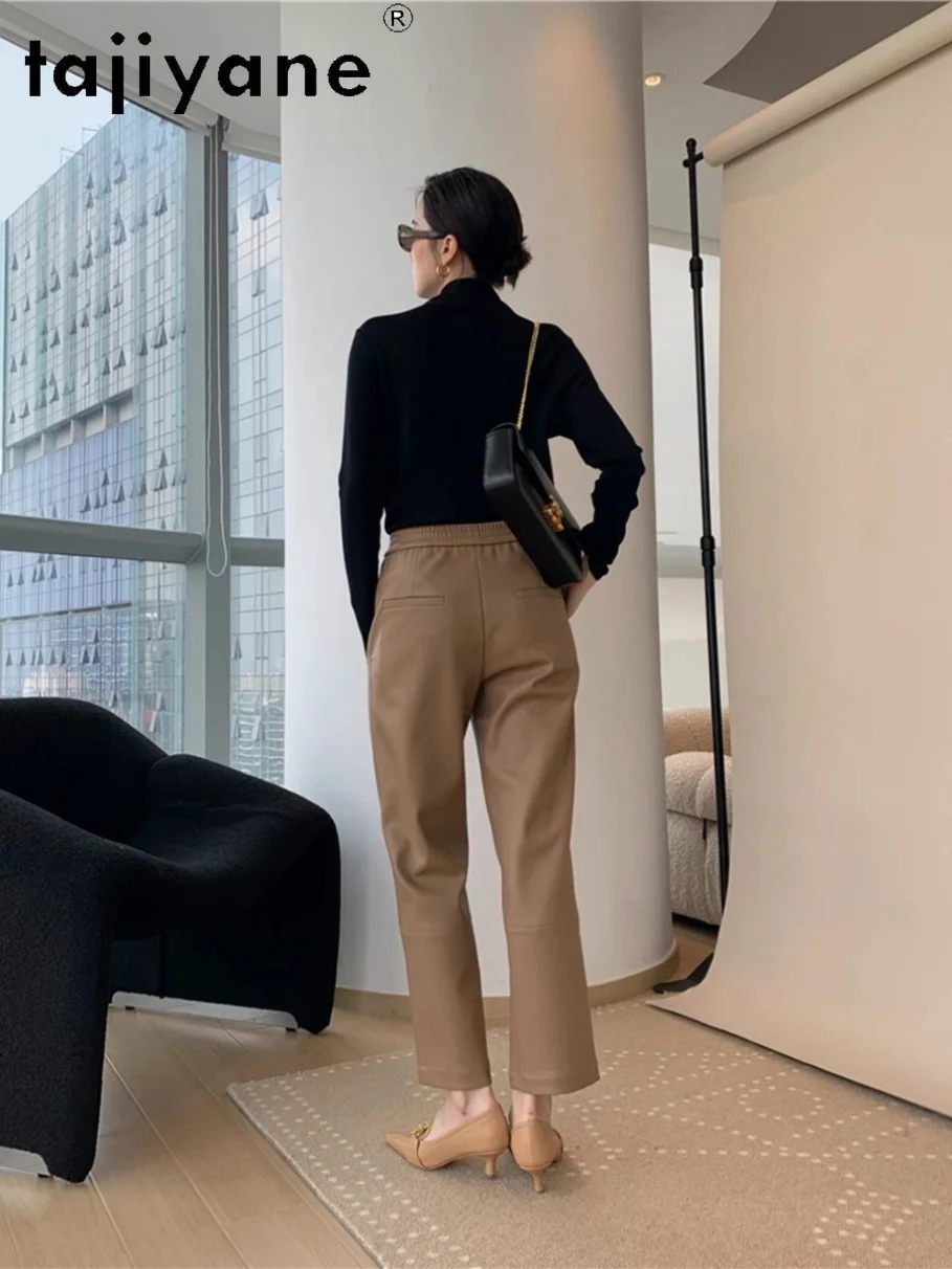 TAJIYANE брюки из натуральной овчины женские корейские модные мешковатые до