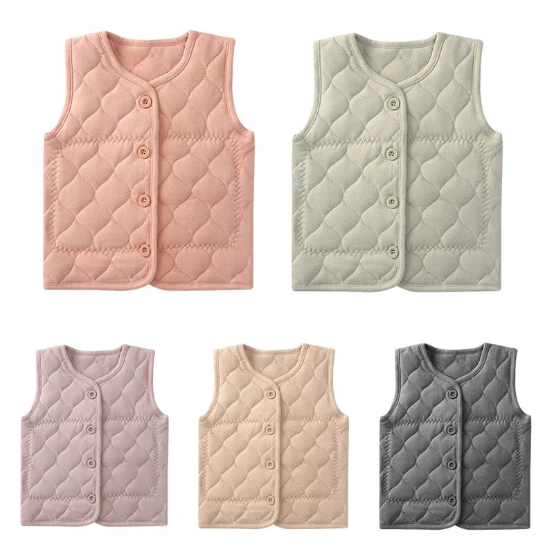

Fall Winter Children Vest Thicken Cotton Waistcoat for Boys Girls Clothes Solid Color Baby Vests Sleeveless Warmer Kids Outfit