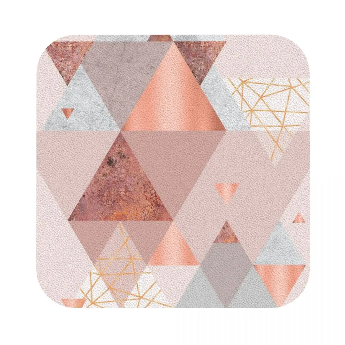 

Blush Pink Geo Leather Coaster Set of 4 Retro Home Decor Easy to clean
