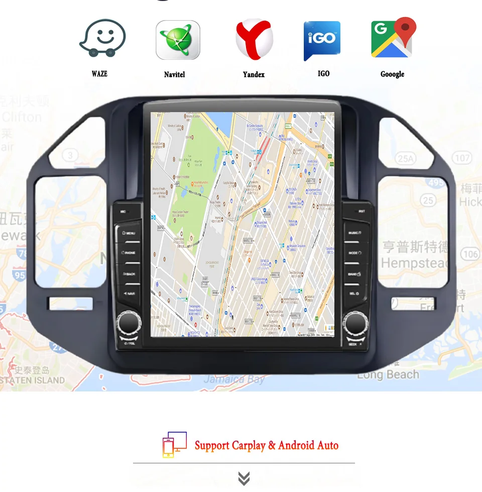 

8G + 128G Android 14 для Mitsubishi Pajero 1999-2006 Автомобильный радиоприемник Аудио Мультимедиа Стерео ПК Планшетный GPS Монитор DVD Carplay Auto