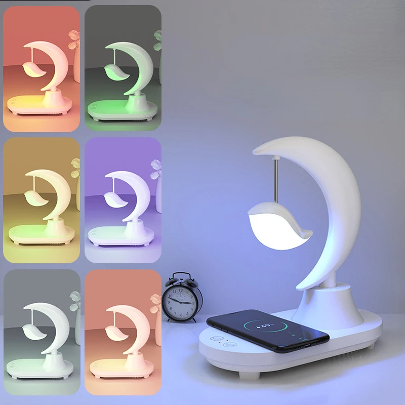 

With wireless charging bluetooth speaker night light, creative romantic colorful atmosphere led birthday gift girl