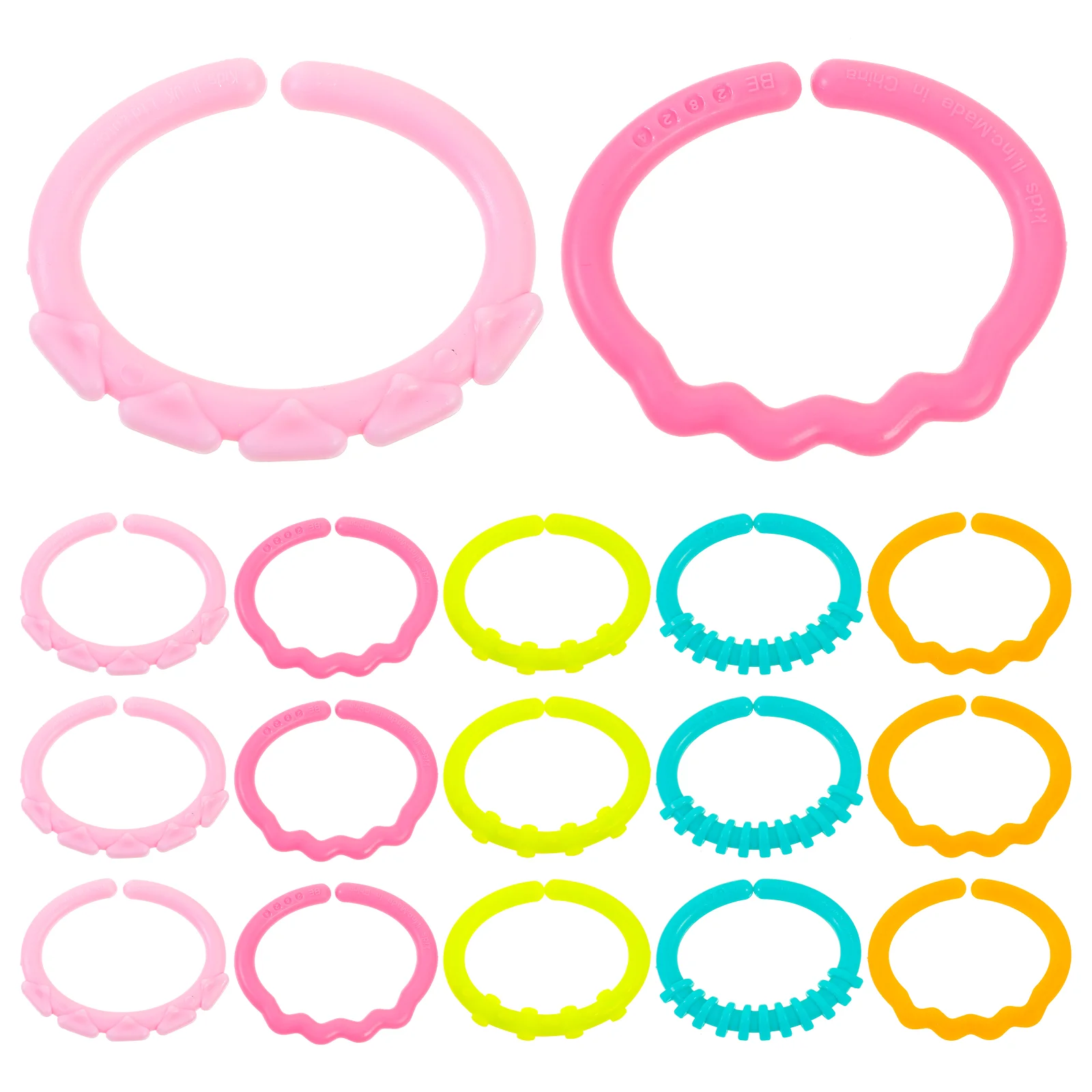 

24pcs rings Link Ring Car Crib Playmat Attach Toys Hand Grabbing Ring Early Education Learning Travel Accessory for Home