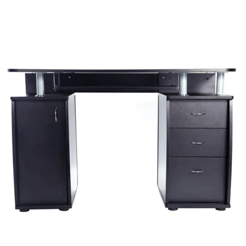 

15mm MDF Portable 1pc Door with 3pcs Drawers Computer Desk Black [US Stock]