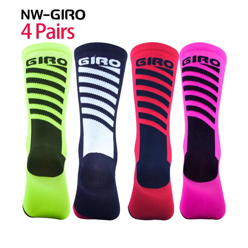 NW-GIRO 4 Pairs Bike Socks Men Nurse Compression Cycling For Women Mtb Guard Socks Stockings Sport Grip Barre Socks