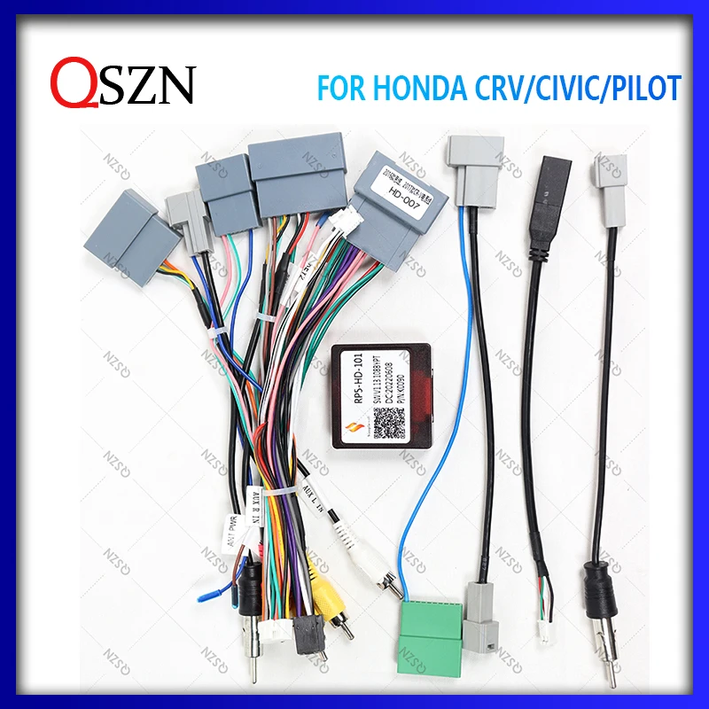 

QSZN Car Radio Stereo Canbus Box HD-SS-06C/RP5-HD-001/RP5-HD-101 For HONDA CRV/Civic/pilot Wiring Harness Power Cable