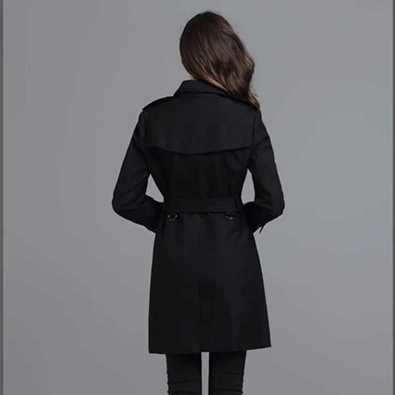 

Women's Windbreaker Fit Body British Long Lady Spring Autumn Classic Korean Trench Coat Women