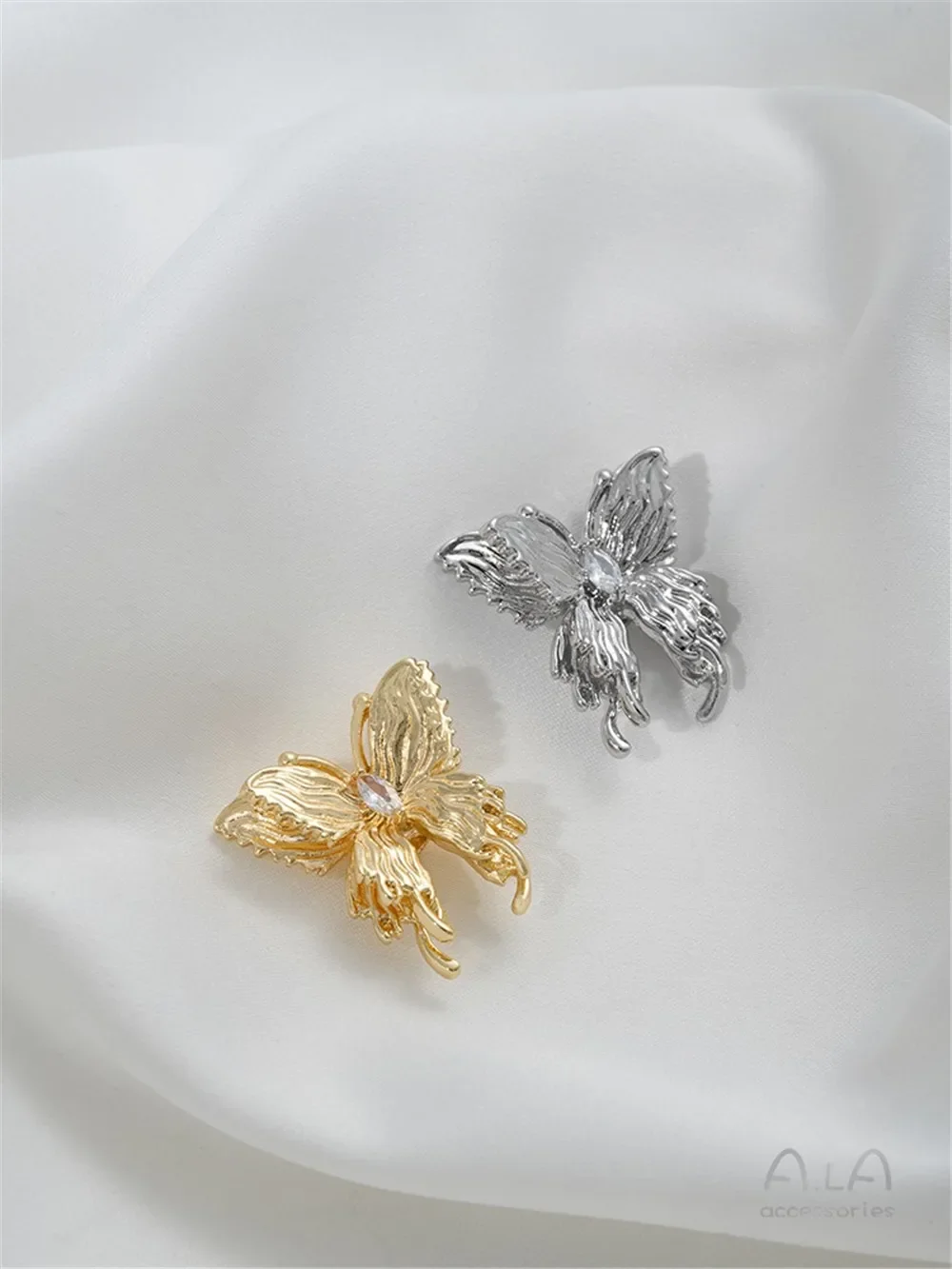 14 К позолоченный трехмерный двойной кулон из бисера-бабочки DIY жемчужный браслет