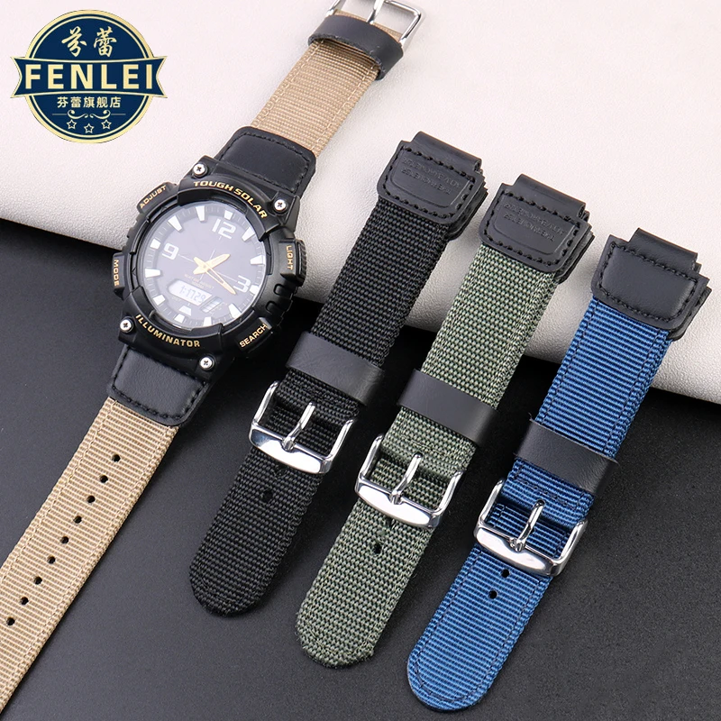 

For Casio nylon strap W-735H AE-1200WH SGW-300/400H/500H AQ-S810W AE-1000/1300 MRW-200H Convex 16 18mm Canvas Silicone Watchband