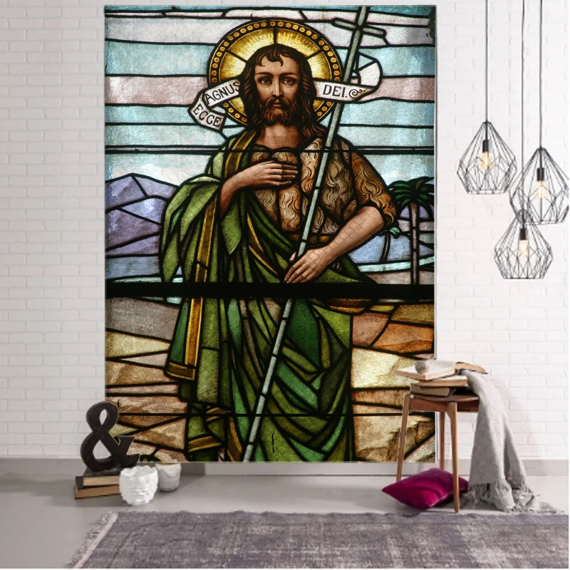 

Гобелен с Иисусом христианское искусство Богемный Хиппи украшение на стену фоновое украшение для дома Декор для комнаты