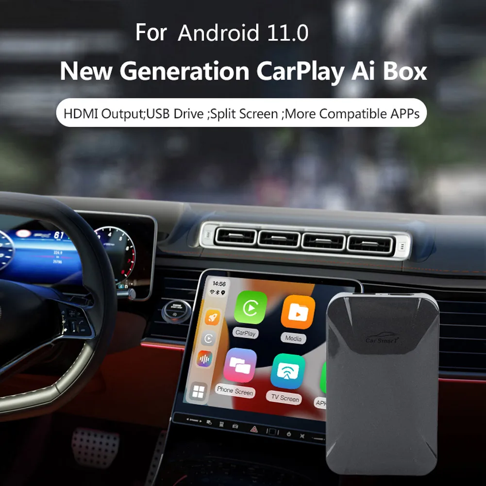 

Wireless CarPlay Ai Box System 11.0 Car Play 4+64G Auto Multimedia HDMI Morrorlink Map CP308