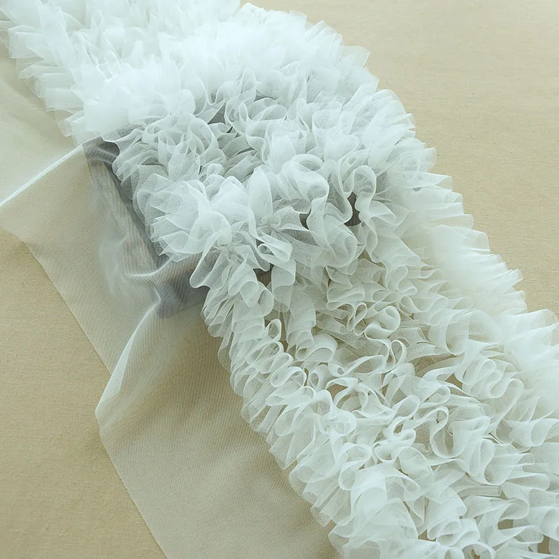 Плиссированная ткань с оборками кружевная отделка для юбки-пачки длина 28 см цвет