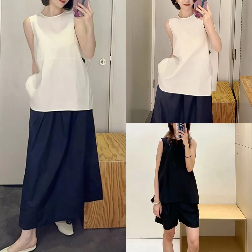 

PB&ZA new early autumn women's temperament fashion round neck chic backless hundred knotted linen vest