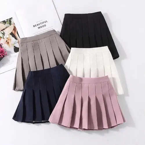 2023 School Uniform Girls Skirts Performance Pleated Skirt Solid Children Clothes Baby Toddler Teenager Kids Bottoms 1-14Years
