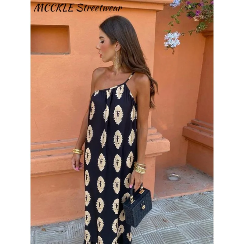 

Summer beach maxi dress women floral print boho Fashion long dress female Sleeveless Loose Vacation Dress 2023 Casual Lady Robe