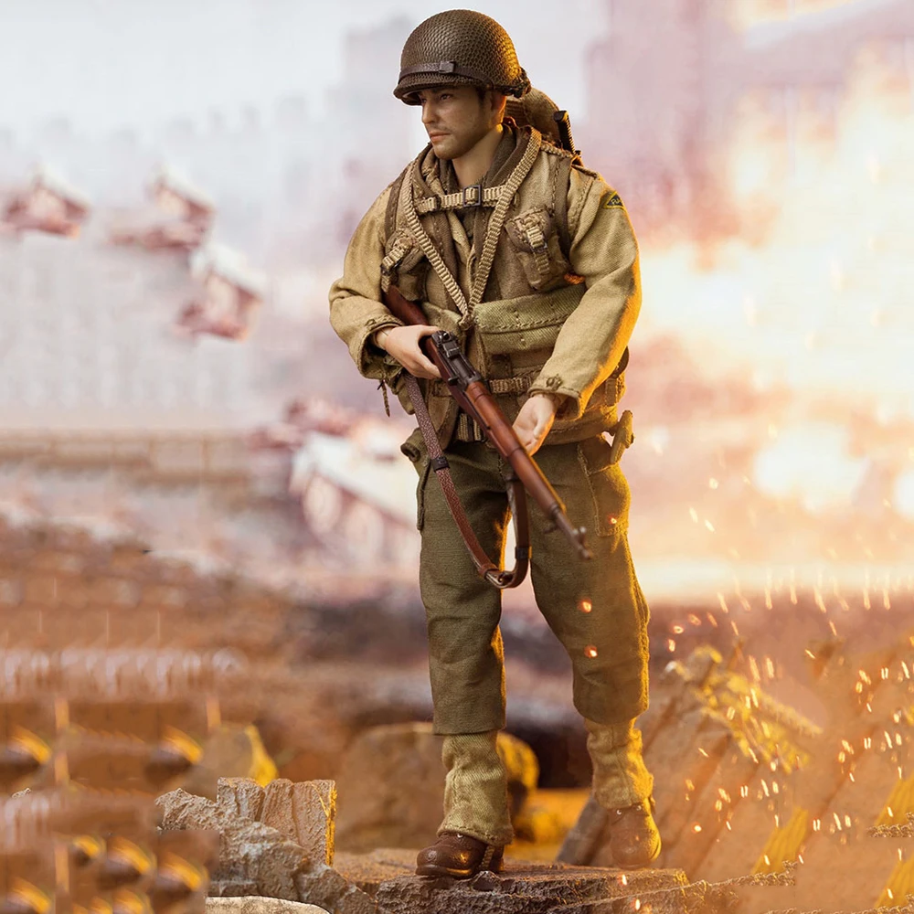 

Crazy Figure LW017 1/12 WWII U.S. Rangers On D-Day Rifleman B Figure 6'' Male Soldier Action Doll Full Set Collectible Toy