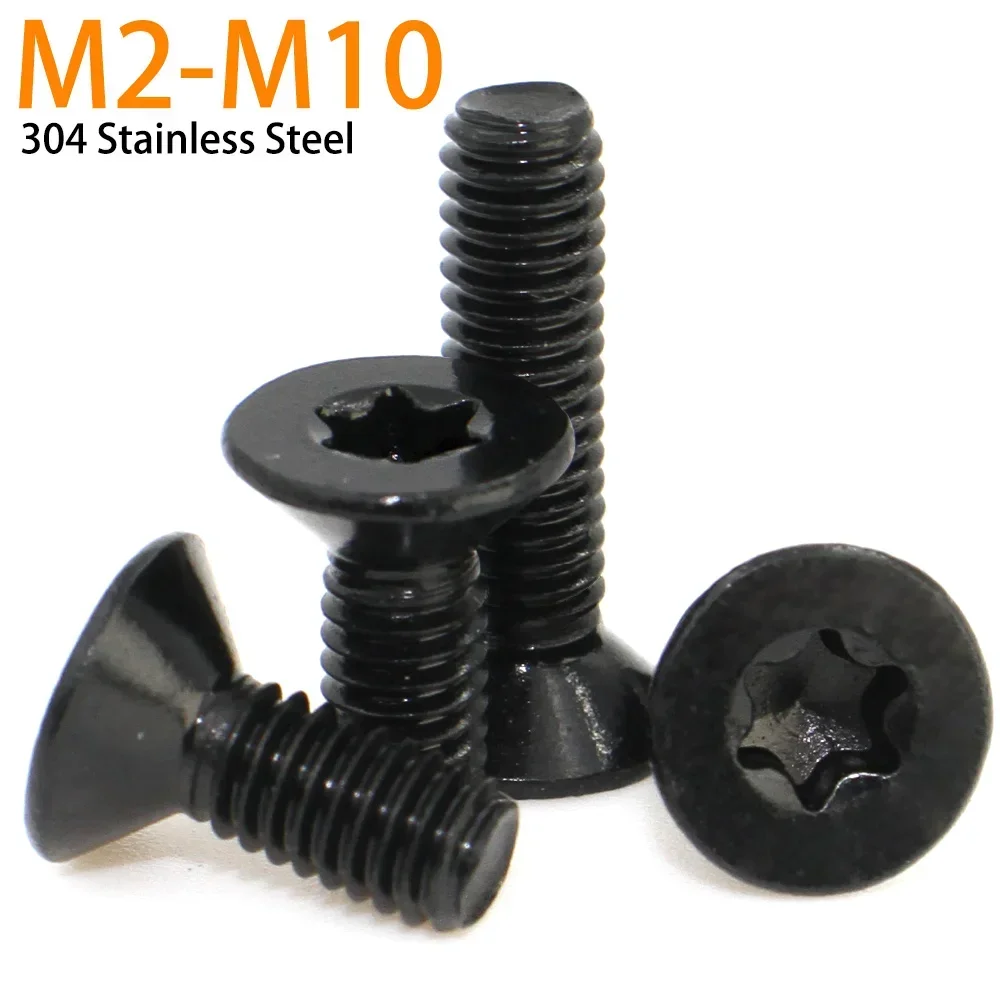

10 шт. Винты Zimir черные из нержавеющей стали 304 Torx M2-M10