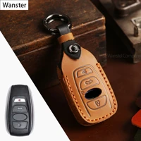 luxury cow leather car key case fob cover key bag shell for subaru legacy xv forester outback brz sit car keychain accessories