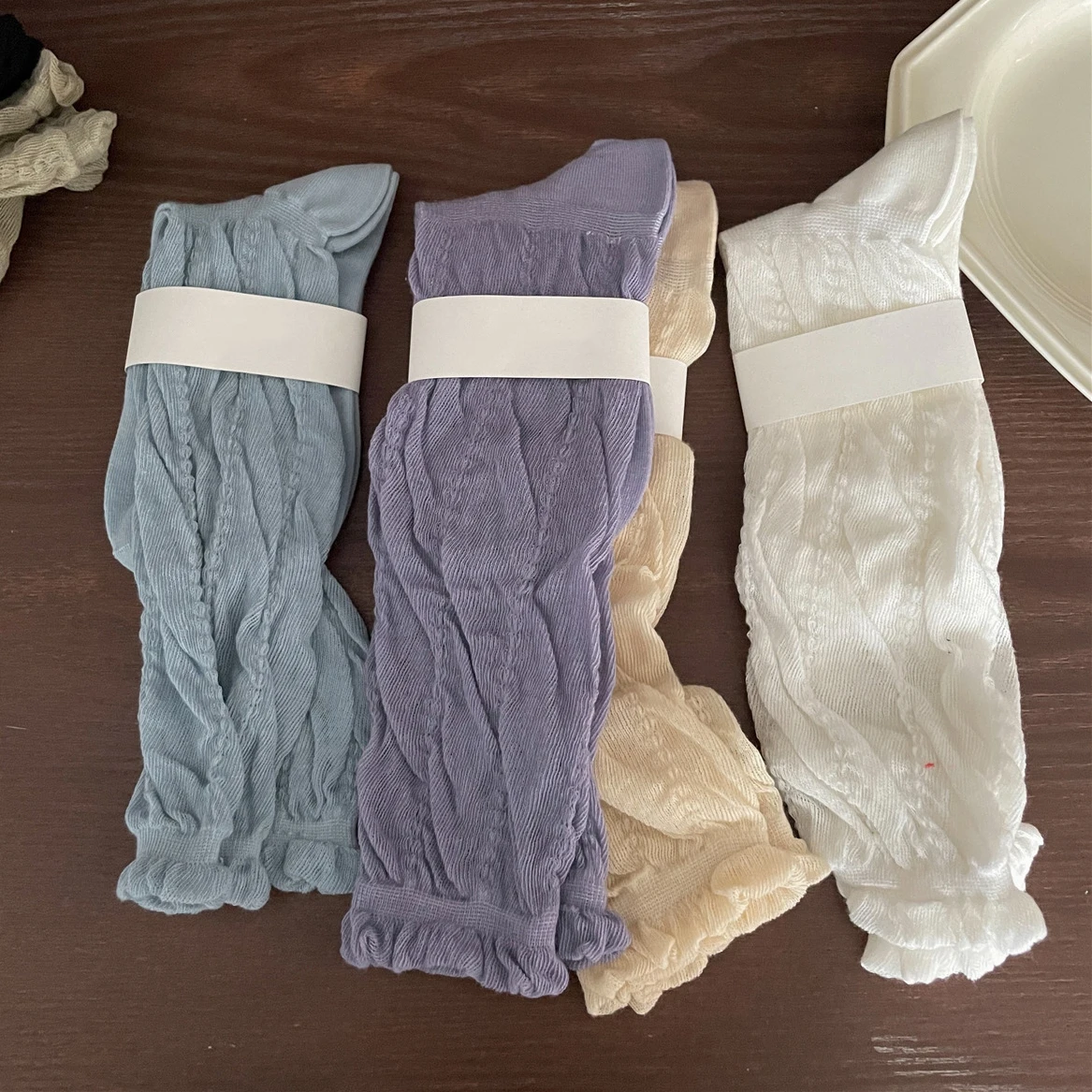 

Trends Women's Long Socks Spring Summer New 2023 Japanese Fashion Solid Color Ladies Pile up Socks Breathable Cotton Middle Tube