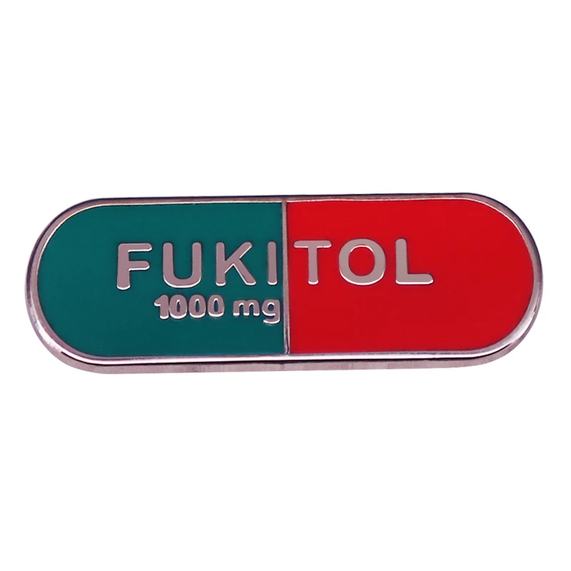 

Funny Sarcasm Fukitol Prescription Pill Enamel Brooch Pin Jacket Lapel Metal Pins Brooches Badges Exquisite Jewelry Accessories