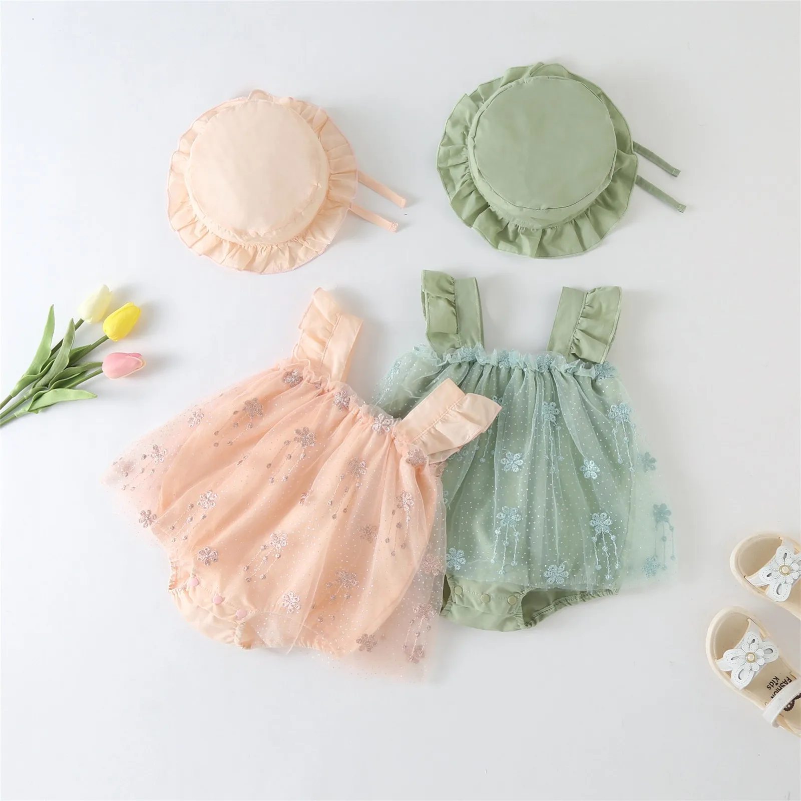 

Newborn Infant Baby Girl Clothes Lace Jumpsuit Ruffles Romper Sleeveless Romper Bodysuit Sunsuit Baby Girl Clothes 0-15 Months