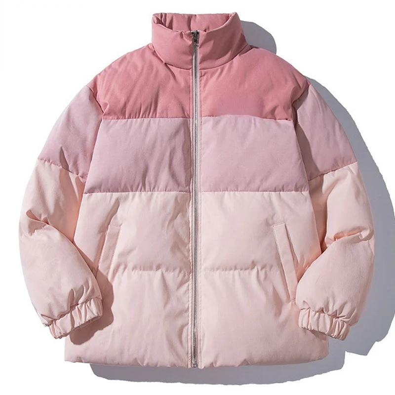 

Men's winter parker jacket Euler alphabet embroidery gradient thick cotton-padded jacket Harajuku jacket