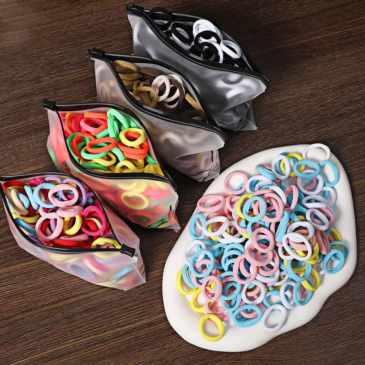 

100Pcs/Set Girls Small Elastic Headband Rubber Band Colorful Children's Traceless Nylon Scrunchie Headband Children's Ponytail