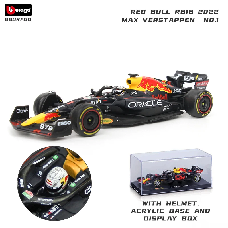 Bburago 1:43 2022 Red Bull RB18 1#33#11# Driver Helmet F1 Champion Formula Car Mercedes 44#Static Diecast Model Toy Gift - купить по