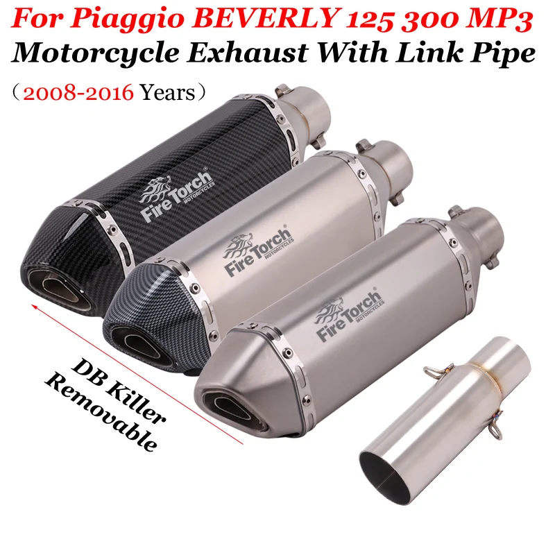 

Motorcycle Exhaust Escape Silencer For Piaggio BEVERLY 125 300 MP3 125 250 300 LT X10 2008-2016 Mid Link Pipe Muffler DB Killer