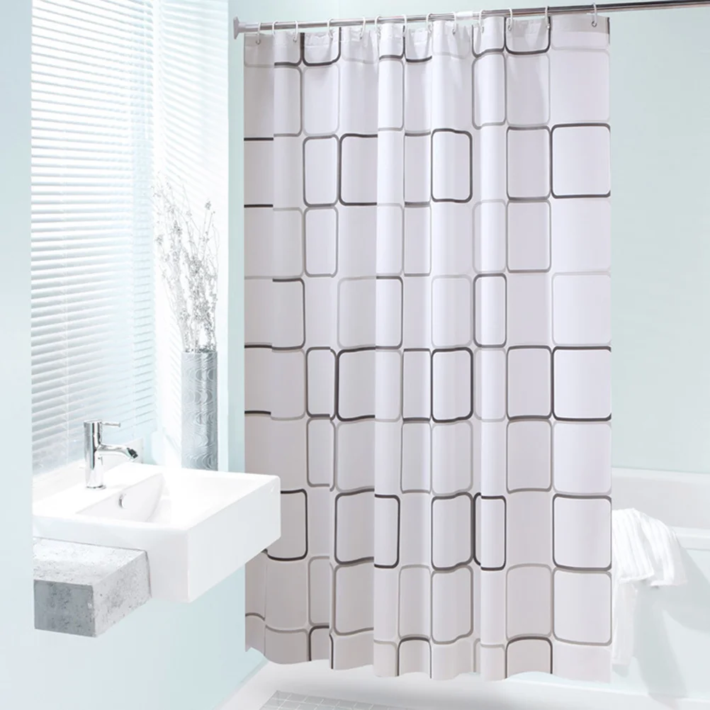 

180 X180CM Gingham Curtains Eva Bath Checkered Shower Bathroom Partition Cartoon Tub