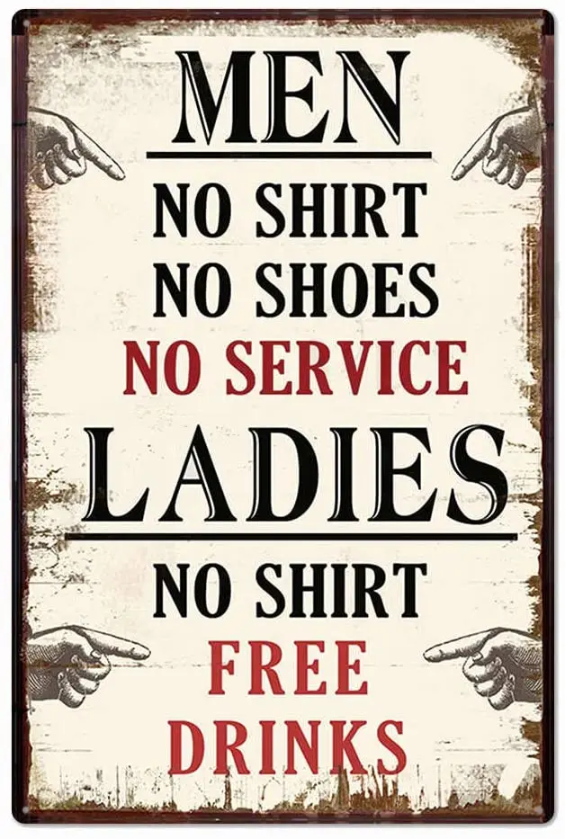 

Мужская без рубашки без обуви, металлический жестяной знак, винтажная пластина для дома